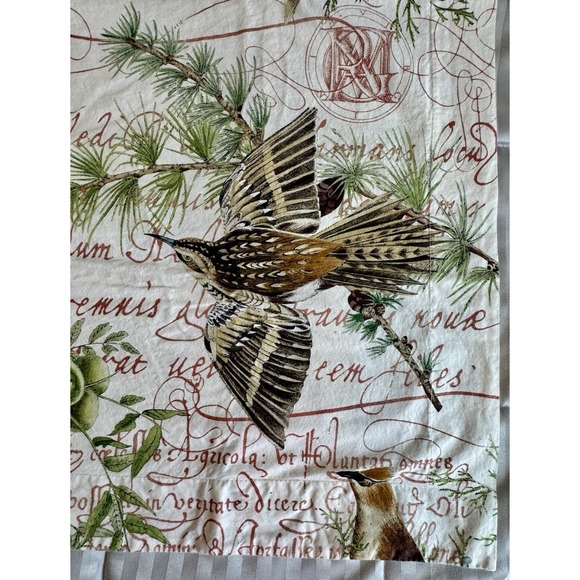 Pottery Barn Winter Bird Script Full Queen Duvet Cover & 2 Pillow Shams Cotton - Picture 5 of 7